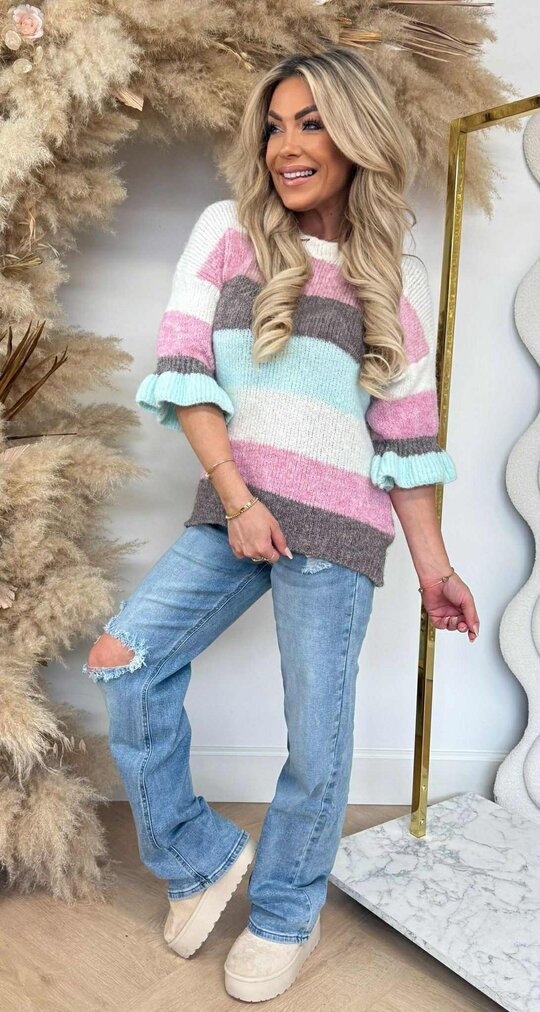 RUFFLY STRIPE TRUI BEIGE/COLOR