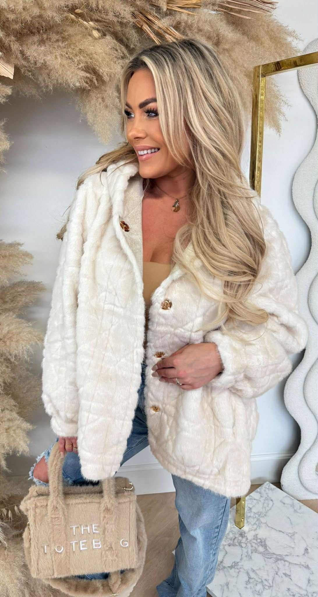 FAKE FUR CAPUCHON JACKET 1097 BEIGE
