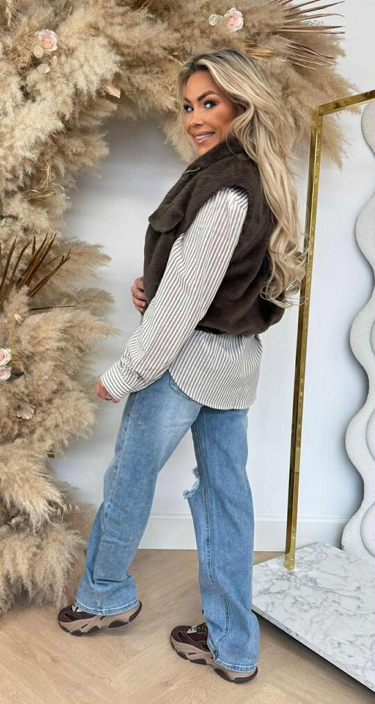 FAUX FUR ZIP BODYWARMER CHOCO FAUX FUR ZIP BODYWARMER CHOCO