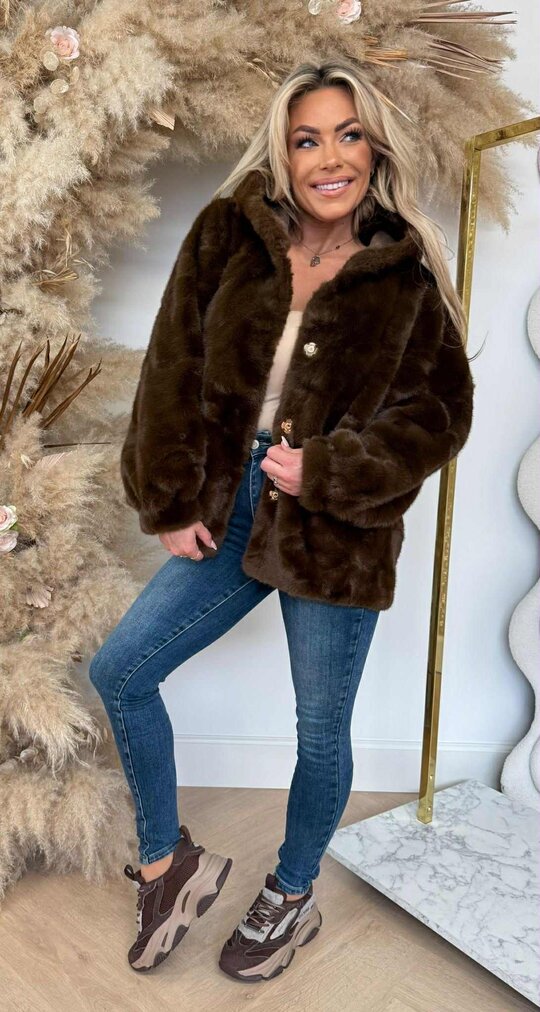 FAUX FUR JACKET 1096 COFFEE
