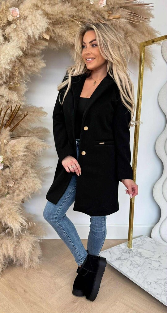 CHIQUE BUTTON TRENCHCOAT BLACK