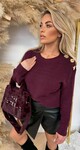 GLAM BUTTON SWEAT AM705 BORDEAUX