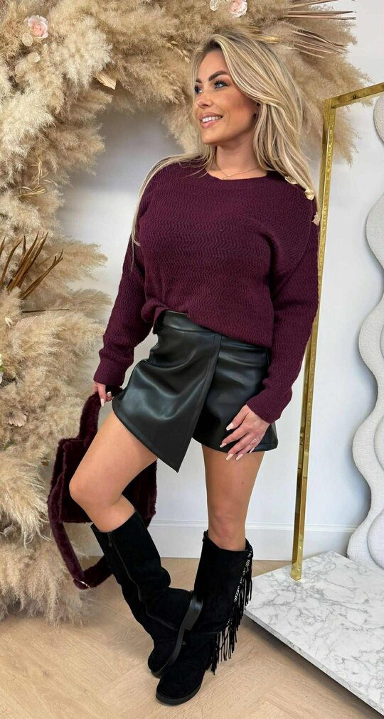 GLAM BUTTON SWEAT AM705 BORDEAUX