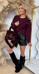 GLAM BUTTON SWEAT AM705 BORDEAUX
