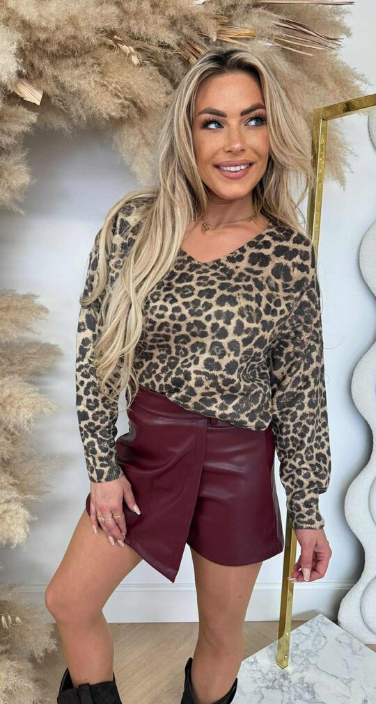LEOPARD SHINE SHIRT AM712 CAMEL