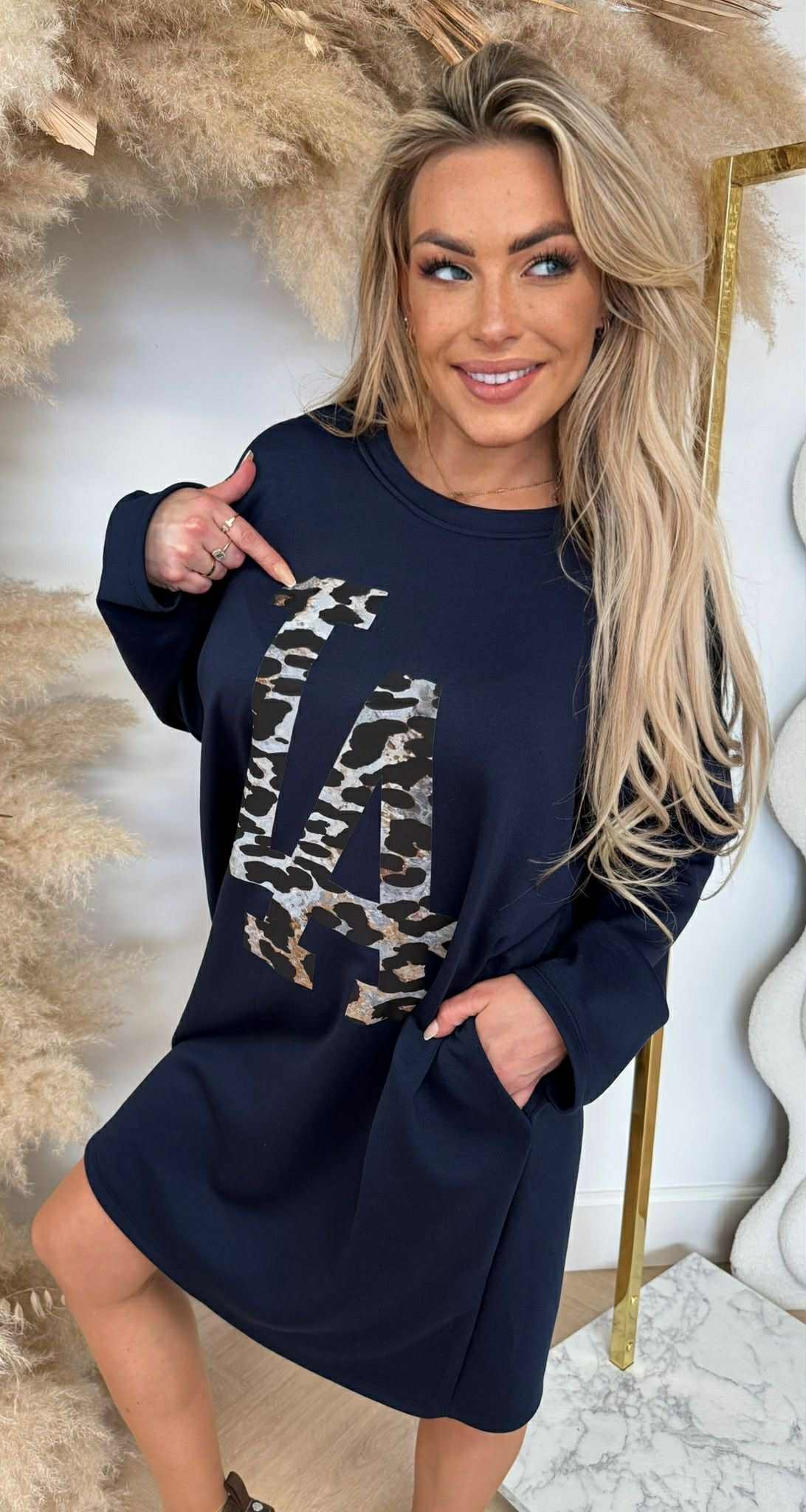 LA MIMA LEO LONG TEE NAVY