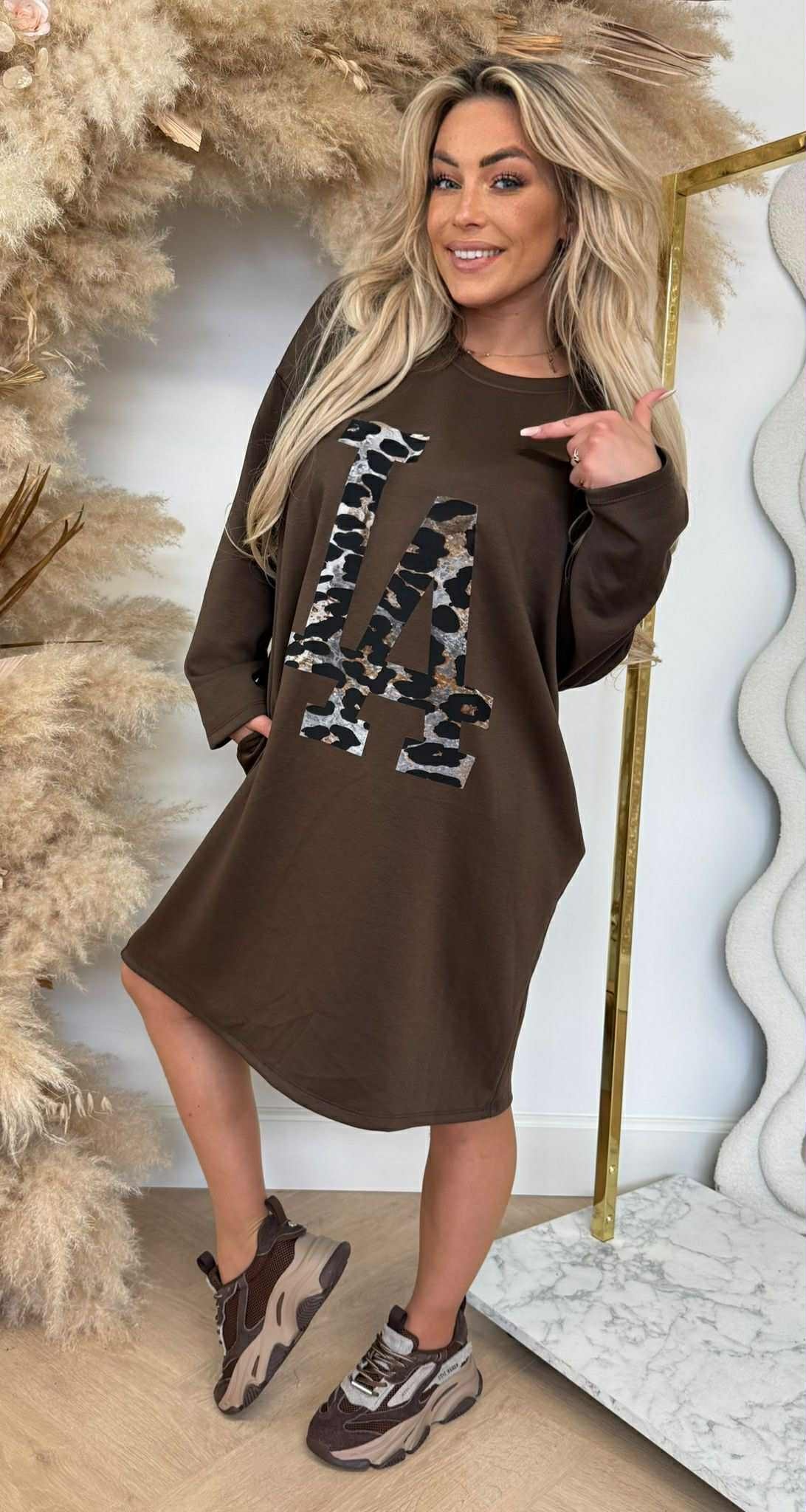 LA MIMA LEO LONG TEE CHOCO