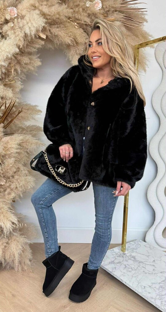 FAUX FUR JACKET 1096 BLACK