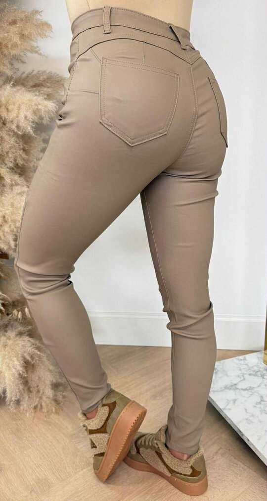 LEATHER LOOK JEANS 9253-7 BEIGE