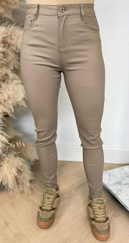 LEATHER LOOK JEANS 9253-7 BEIGE