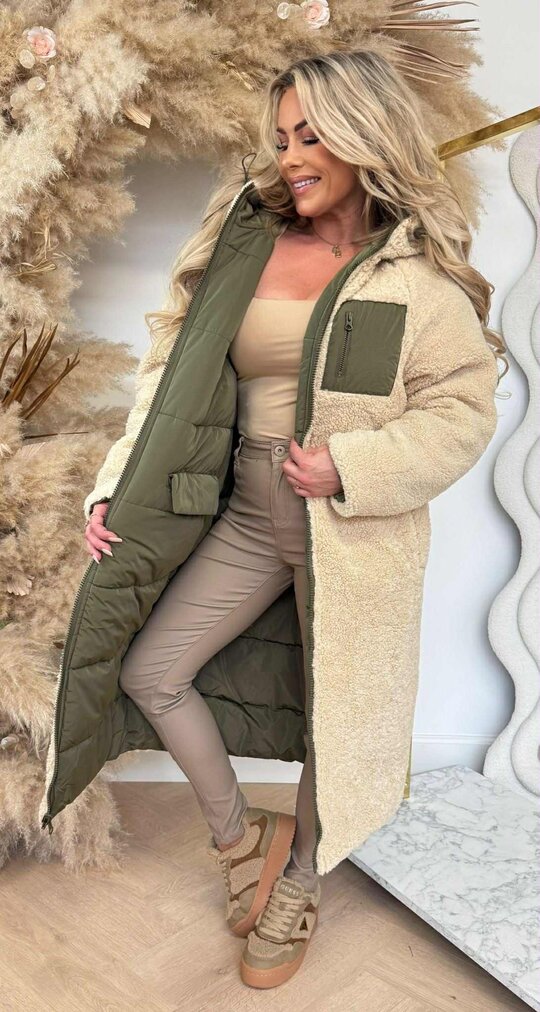 REVERSIBLE PUFFER/TEDDY WINTERJAS 8504 ARMYGREEN