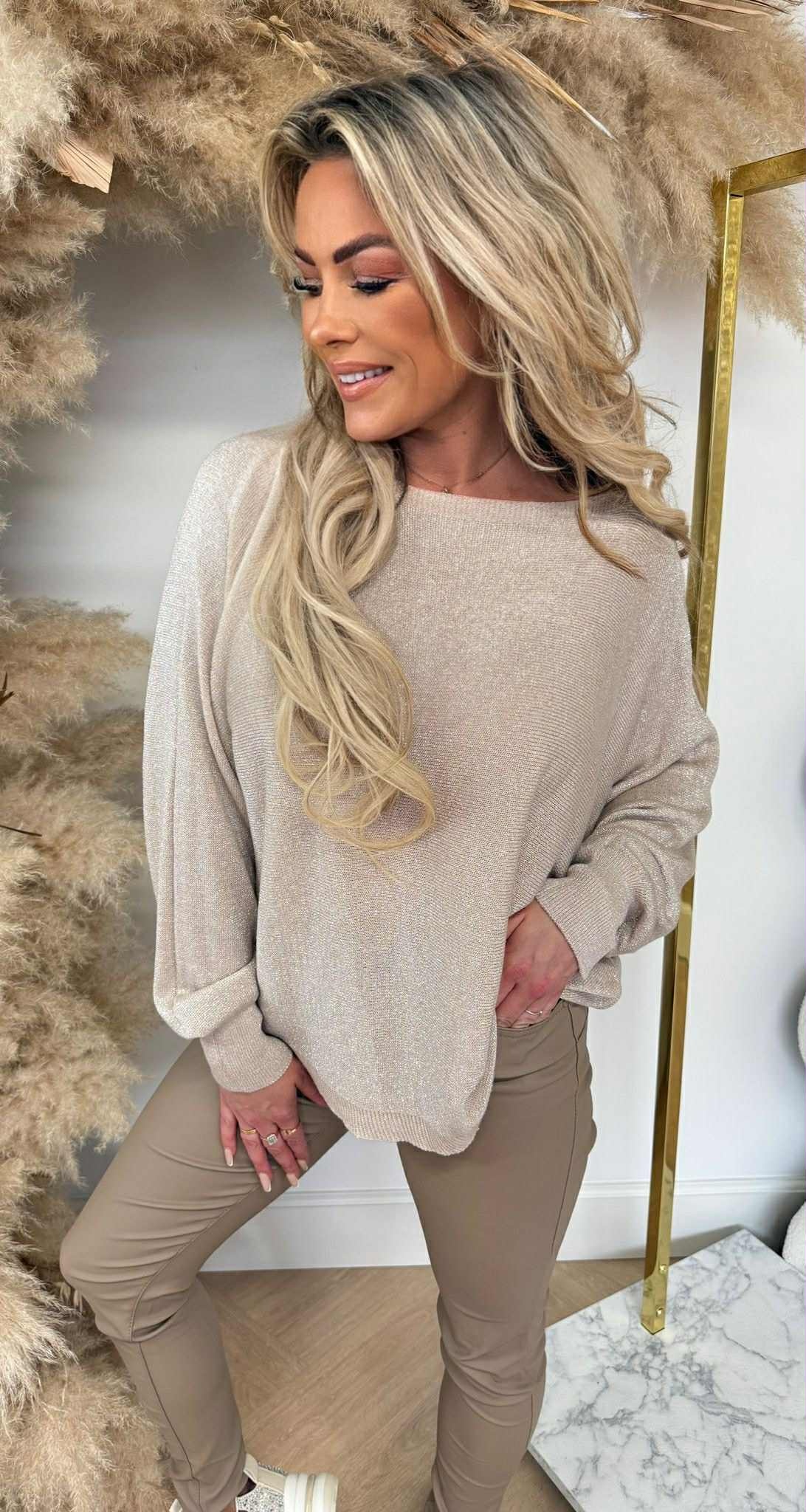 LUREX SPARKLE SWEAT BEIGE