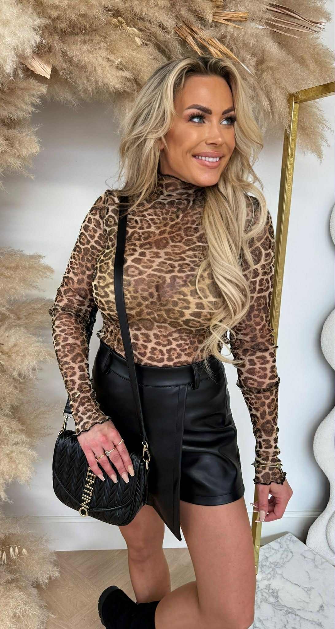 MESH LEOPARD TOP 911 BEIGE/BLACK MESH LEOPARD TOP 911 BEIGE/BLACK