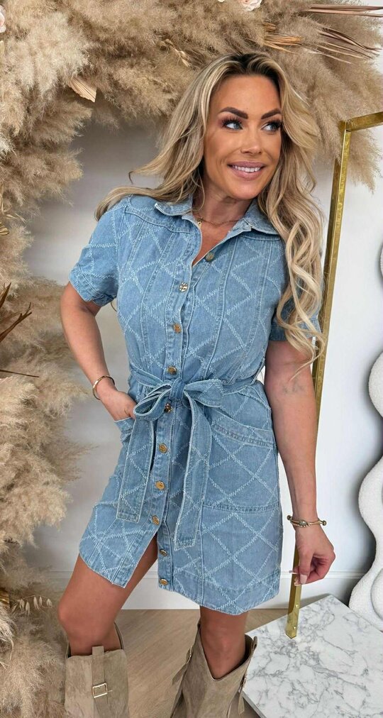 DENIM BUTTON DRESS 15026 BLUE