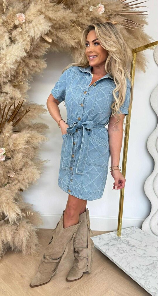 DENIM BUTTON DRESS 15026 BLUE