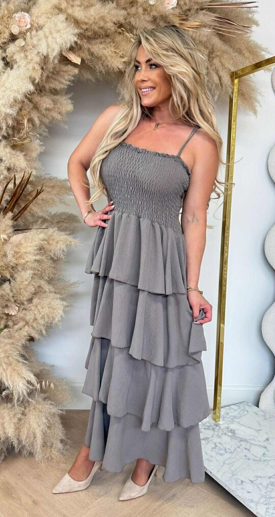 FLOWY DRESS TAUPE FLOWY DRESS TAUPE