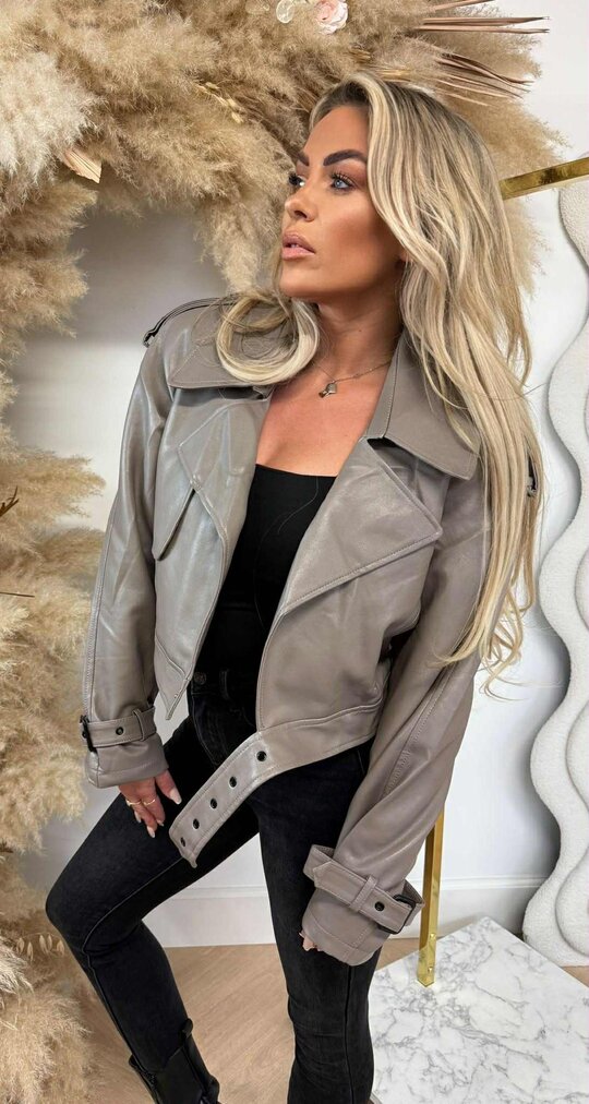PERFECT LEATHER LOOK JACKET 2195-1 TAUPE