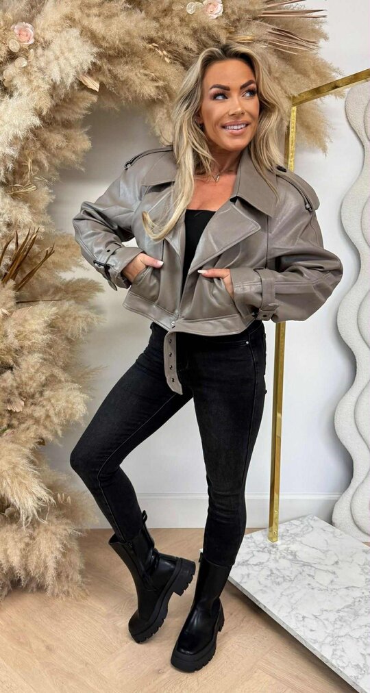PERFECT LEATHER LOOK JACKET 2195-1 TAUPE