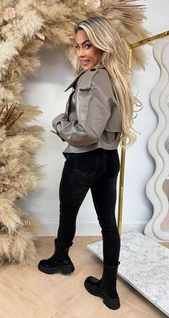 PERFECT LEATHER LOOK JACKET 2195-1 TAUPE