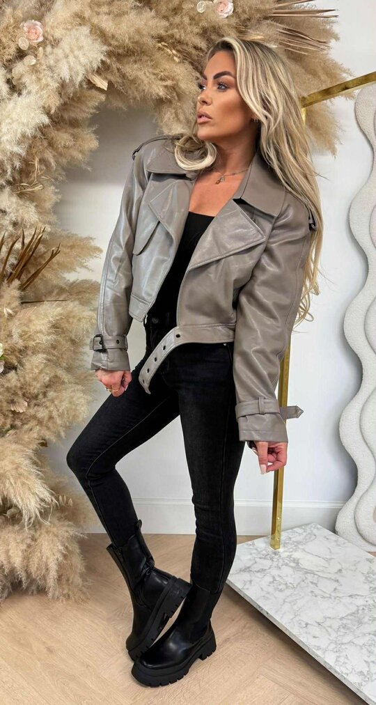 PERFECT LEATHER LOOK JACKET 2195-1 TAUPE
