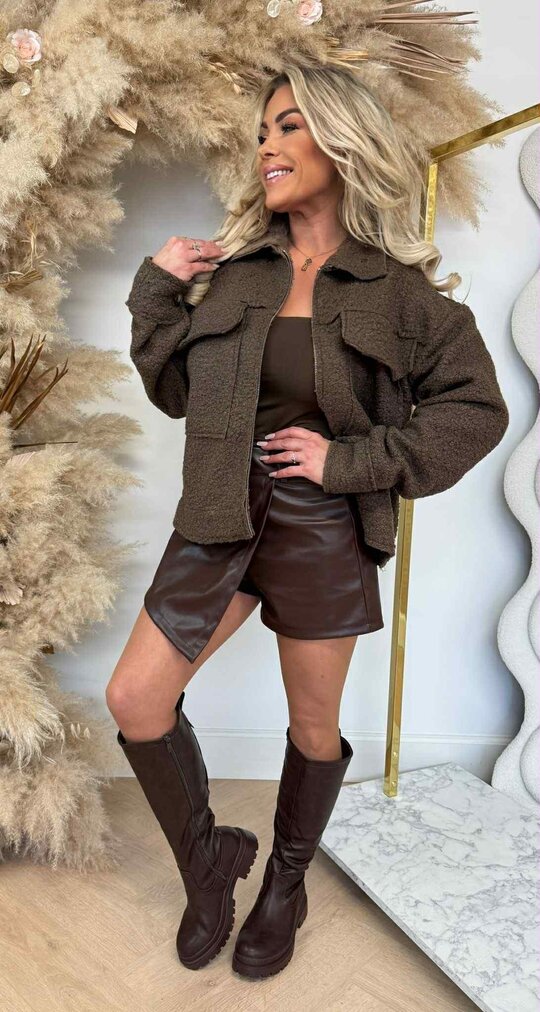 ZIP BOUCLE JACKET CHOCO