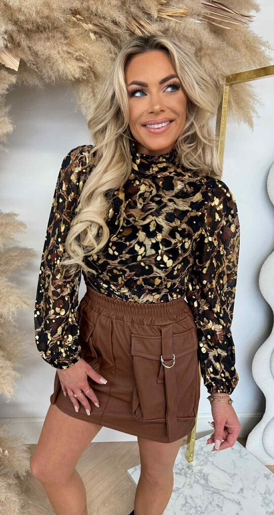 GLAMOUR PRINT TOP 4499 BLACK/GOLD