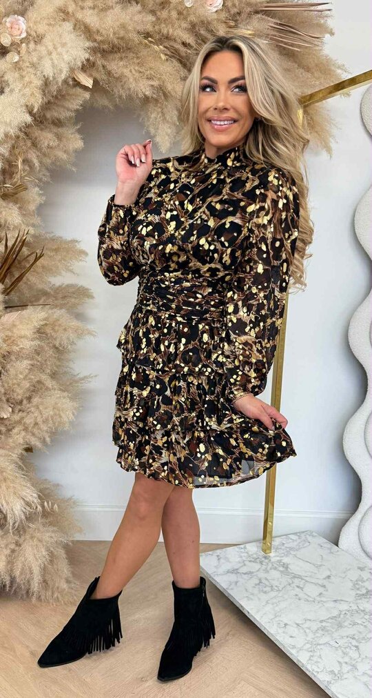 GLAMOUR PRINT DRESS 4478 BLACK/GOLD