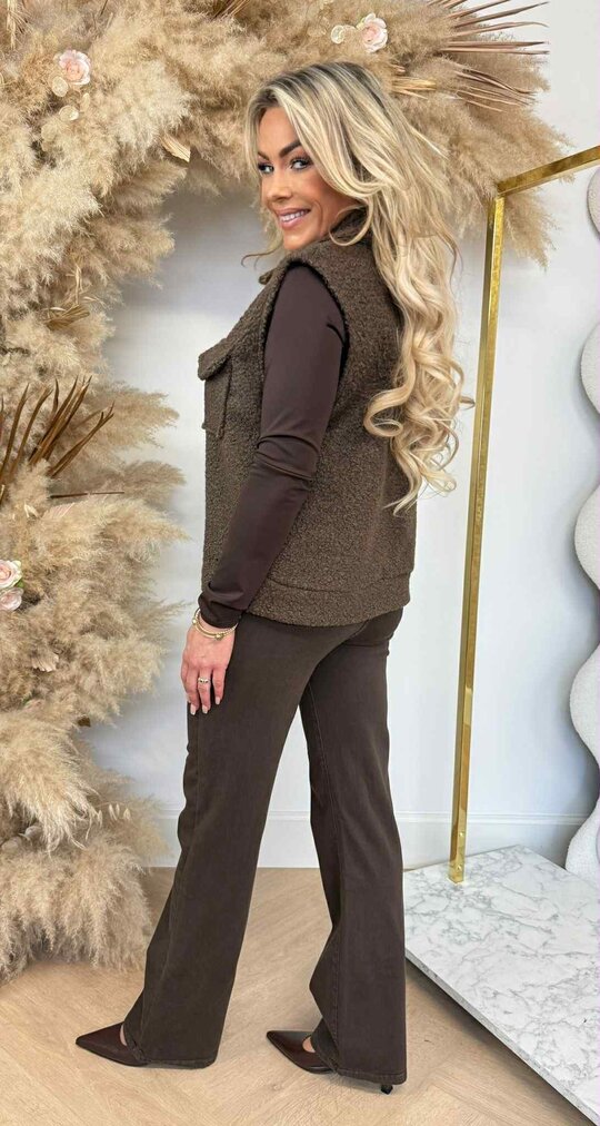TEDDY BUTTON GILET CHOCO