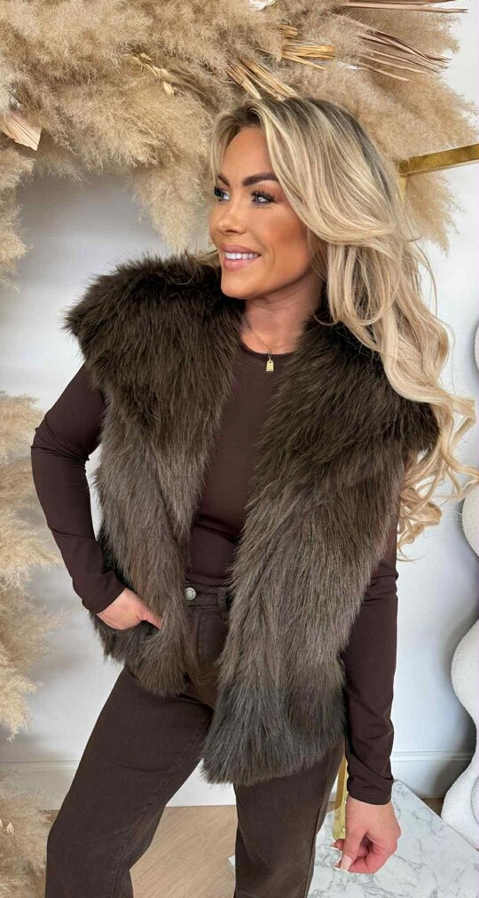 FAKE FUR GILET CHOCO