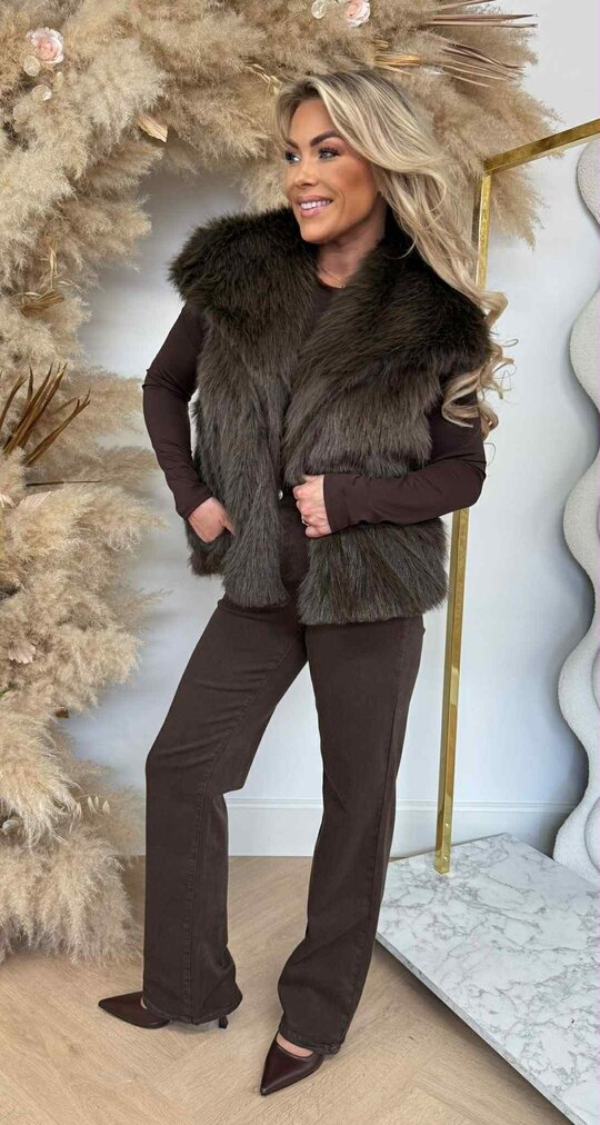 FAKE FUR GILET CHOCO