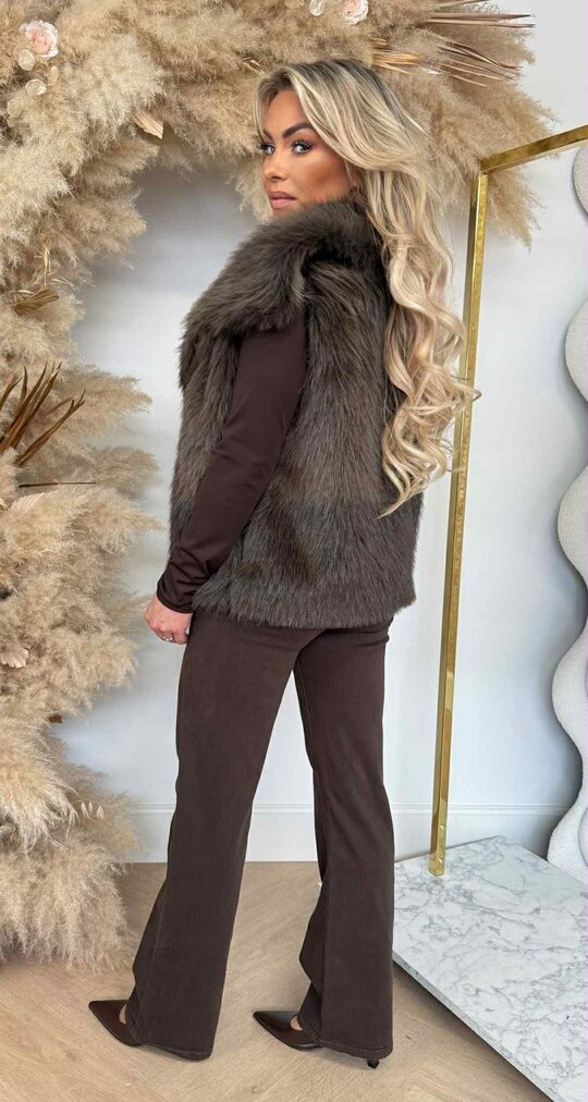 FAKE FUR GILET CHOCO
