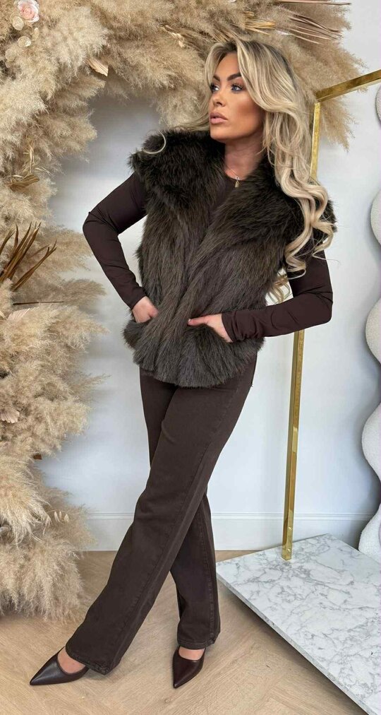 FAKE FUR GILET CHOCO