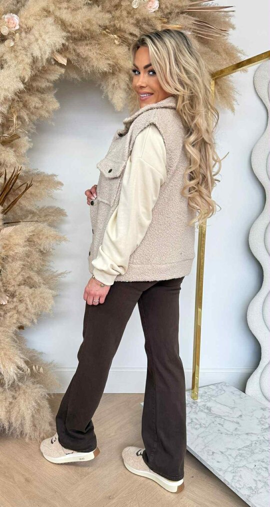 TEDDY BUTTON GILET LIGHTBEIGE