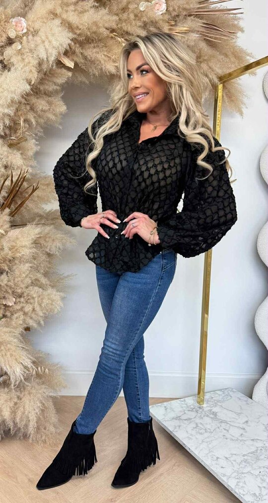 GAUZE PERFECT BLOUSE 4771 BLACK