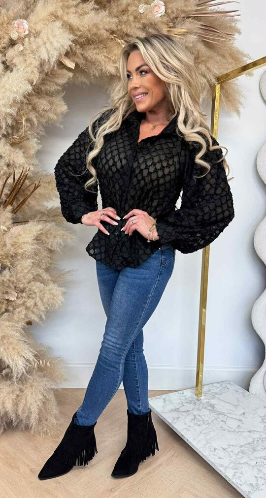 GAUZE PERFECT BLOUSE 4771 BLACK