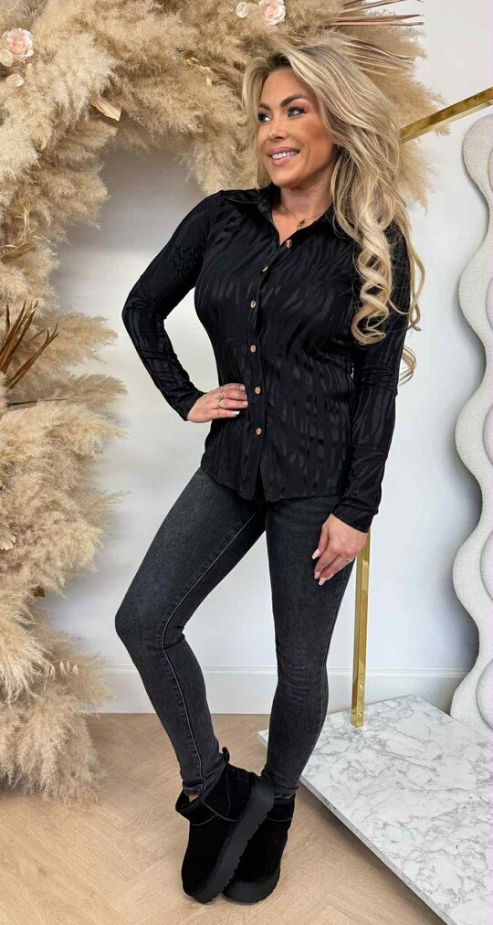 BY SWAN PRINT BLOUSE 8501 BLACK