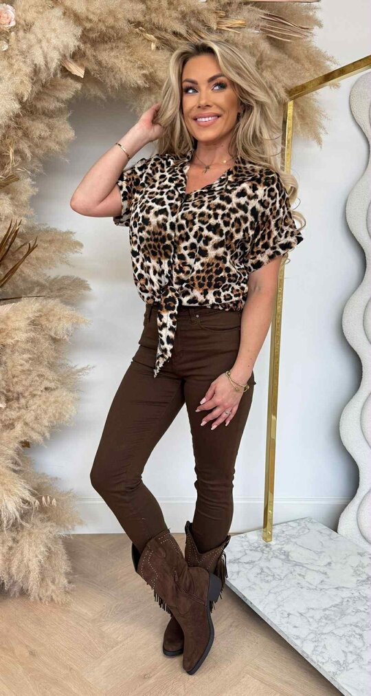 LEOPARD KNOOP BLOUSE