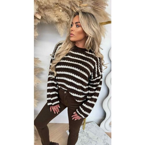 JUMELLE KNITTED STRIPE SWEAT CHOCO/OFFWHITE JUMELLE KNITTED STRIPE SWEAT CHOCO/OFFWHITE