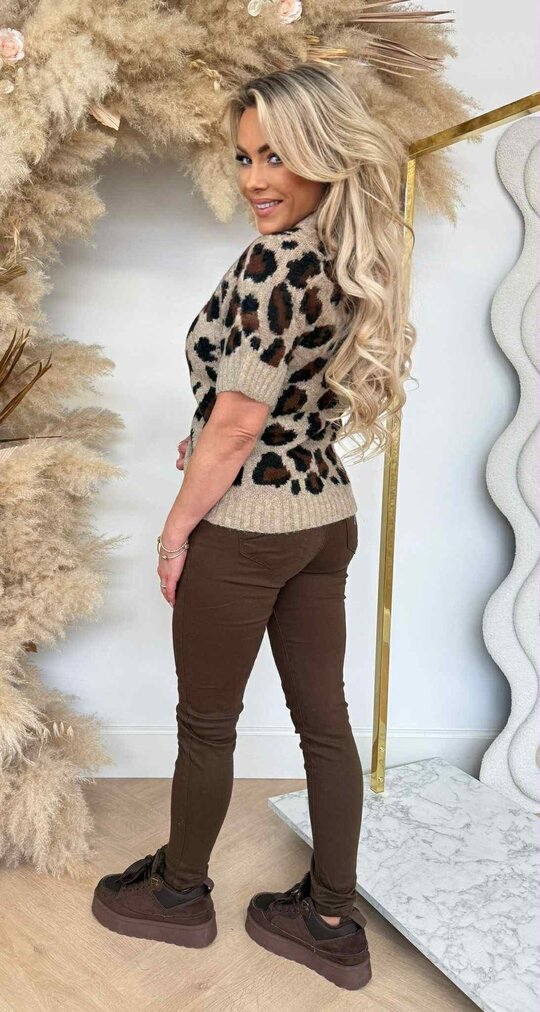BY SWAN KNITTED SHORT SLEEVE SWEAT 652 LEOPARD
