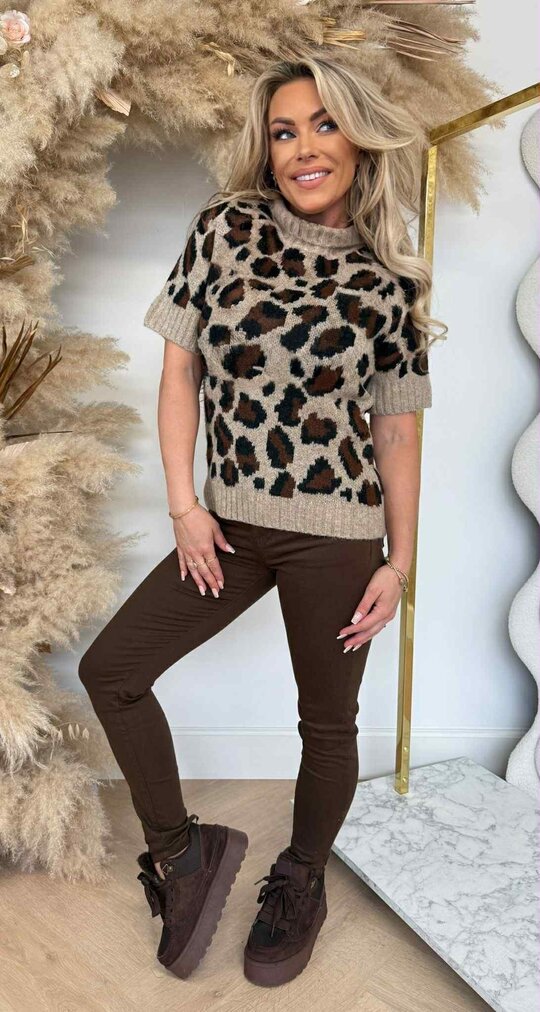 BY SWAN KNITTED SHORT SLEEVE SWEAT 652 LEOPARD