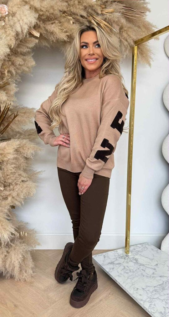 NEW YORK TEDDY TEKST SWEAT 180 BEIGE