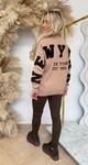 NEW YORK TEDDY TEKST SWEAT 180 BEIGE