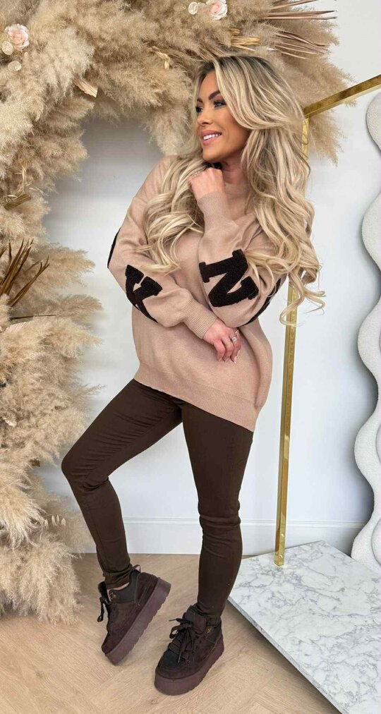 NEW YORK TEDDY TEKST SWEAT 180 BEIGE