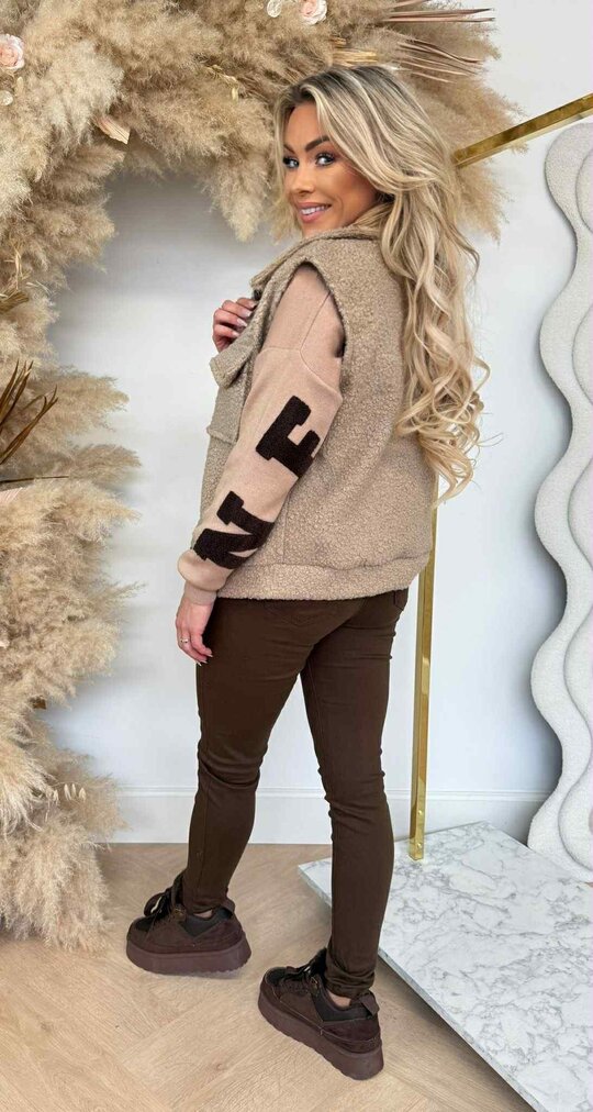 TEDDY BUTTON GILET TAUPE