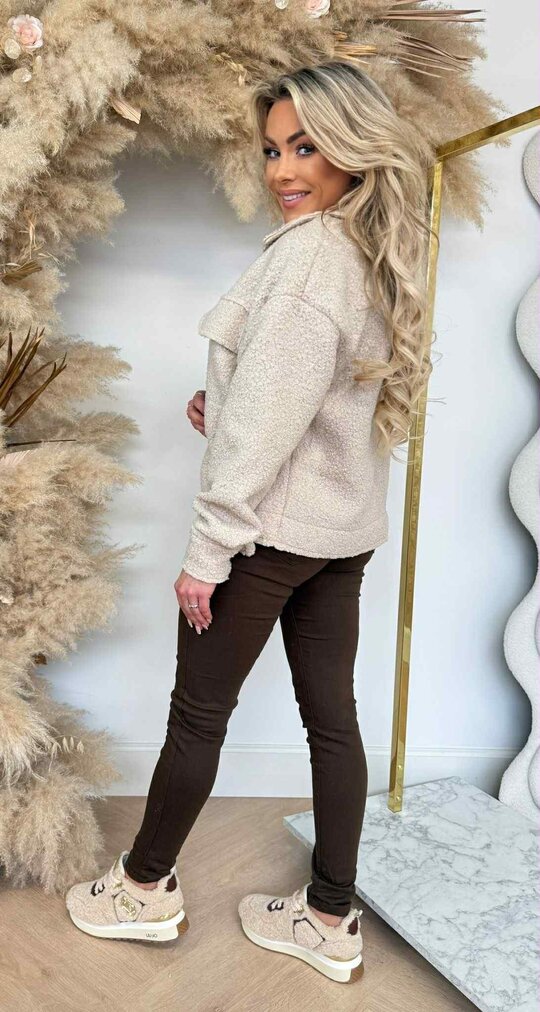ZIP BOUCLE JACKET LIGHTBEIGE