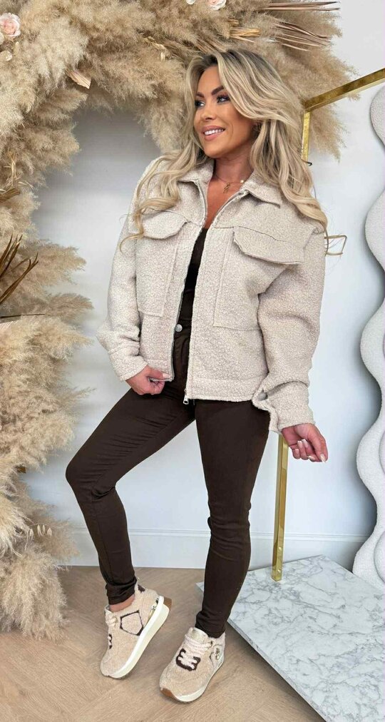 ZIP BOUCLE JACKET LIGHTBEIGE