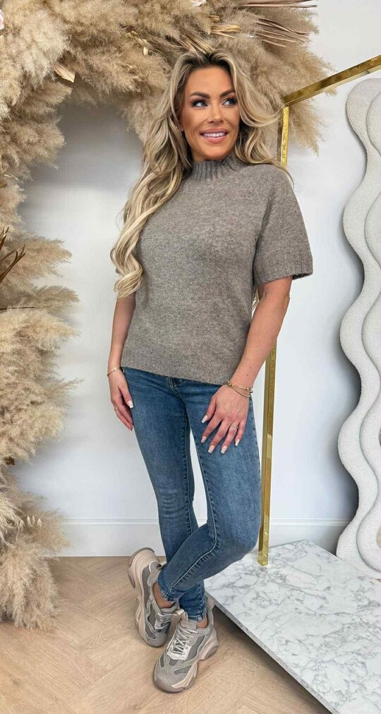 BY SWAN KNITTED SHORT SLEEVE SWEAT 652 KHAKI