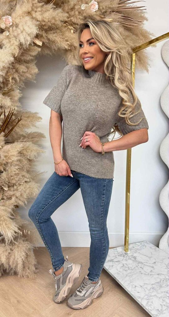 BY SWAN KNITTED SHORT SLEEVE SWEAT 652 KHAKI