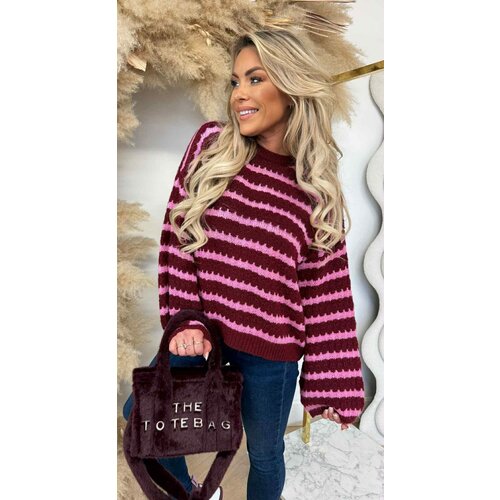 JUMELLE KNITTED STRIPE SWEAT RED/PINK JUMELLE KNITTED STRIPE SWEAT RED/PINK