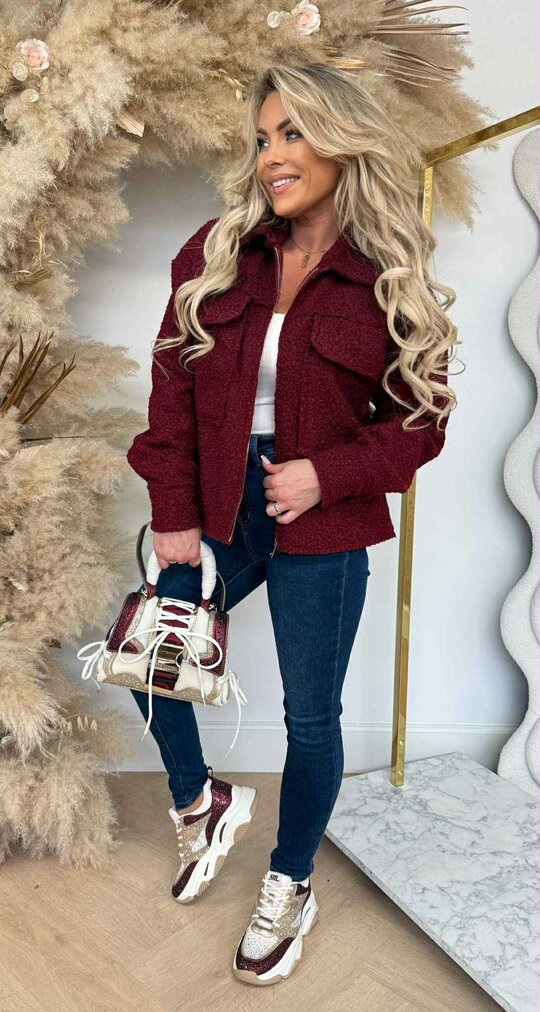 ZIP BOUCLE JACKET BORDEAUX
